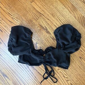 Black Puff Sleeve Tube Top